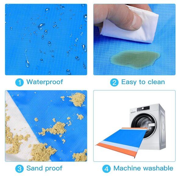 Big Beach Blanket for 1-4 adults Sandproof Waterproof 78''X81'' - Picture 5 of 6